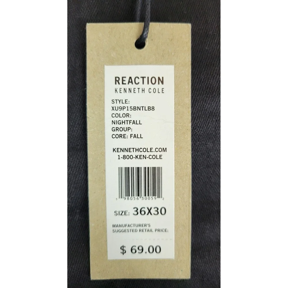 Kenneth Cole Reaction Mens Athletic Fit Stretch Jeans Nightfall Black 36x30 NEW